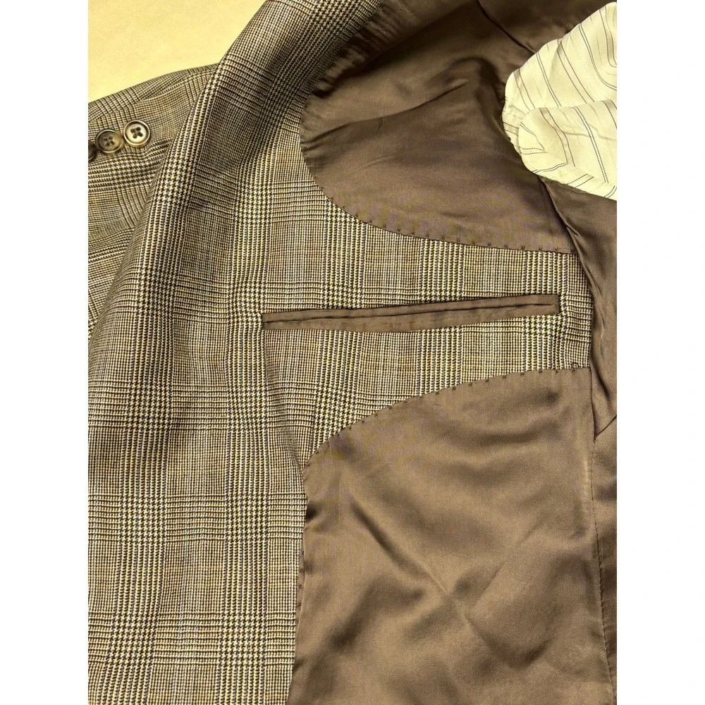 Jos A Bank Signature Collection Mens 40R W34 L30 Grey Plaid 100%‎ Wool 2Pc Suit